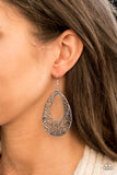Paparazzi "Iridescently Ivy" 202 FASHION FIX Glimpses of Malibu November 2019 Silver Filigree Teardrop Hoop Earrings Paparazzi Jewelry