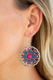 Paparazzi "Mardi Gras Garden" Pink Multi Blue Frame Silver Beaded Earrings Paparazzi Jewelry