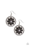 Paparazzi "Mardi Gras Garden" Silver Frame Black Beaded Earrings Paparazzi Jewelry