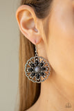 Paparazzi "Mardi Gras Garden" Silver Frame Black Beaded Earrings Paparazzi Jewelry