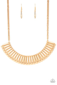 Paparazzi "My Main MANE" Gold Necklace & Earring Set Paparazzi Jewelry