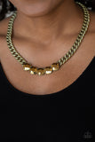 Paparazzi "Rhinestone Renegade" Brass Necklace & Earring Set Paparazzi Jewelry