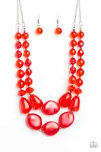 Paparazzi "Beach Glam" Red Necklace & Earring Set Paparazzi Jewelry