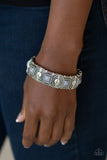 Paparazzi "Tribal Trailblazer" Silver Stud Gray Bead Stretchy Bracelet Paparazzi Jewelry