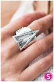 Paparazzi "Getting My Point Across" FASHION FIX Triangular Design Silver Tone Ring Paparazzi Jewelry