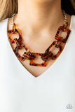 Paparazzi "Sizzle Sizzle" Brown Round and Square Acrylic Necklace & Earring Set Paparazzi Jewelry