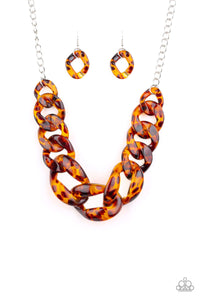 Paparazzi "Red-HAUTE Mama" Brown Necklace & Earring Set Paparazzi Jewelry