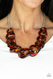 Paparazzi "Red-HAUTE Mama" Brown Necklace & Earring Set Paparazzi Jewelry