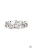 Paparazzi "Fall Flair" Silver Stenciled Leaf Smoky Rhinestone Stretchy Bracelet Paparazzi Jewelry