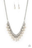 Paparazzi VINTAGE VAULT "Duchess Dior" White Necklace & Earring Set Paparazzi Jewelry