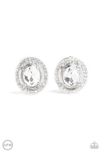 Paparazzi "Cost A Fortune" White Clip On Earrings Paparazzi Jewelry
