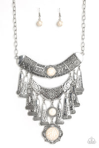 Paparazzi "Sahara Royal" White Necklace & Earring Set Paparazzi Jewelry