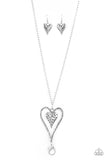 Paparazzi "Hardened Hearts" Silver Lanyard Necklace & Earring Set Paparazzi Jewelry