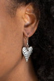 Paparazzi "Hardened Hearts" Silver Lanyard Necklace & Earring Set Paparazzi Jewelry