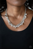 Paparazzi "Downstage Dazzle" White Necklace & Earring Set Paparazzi Jewelry
