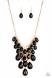 Paparazzi "  Shop Til You TEARDROP" Black Necklace & Earring Set Paparazzi Jewelry