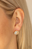 Paparazzi "Marble Minimalist" White Stone Gold Post Earrings Paparazzi Jewelry