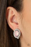 Paparazzi "Have A GLOW At It!" Pink Opalescent Gem Silver Clip On Earrings Paparazzi Jewelry
