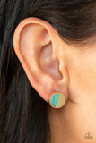 Paparazzi "Marble Minimalist" Blue Turquoise Stone Gold Post Earrings Paparazzi Jewelry
