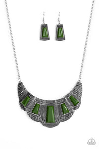 Paparazzi "Lion Den" Green Necklace & Earring Set Paparazzi Jewelry