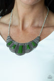 Paparazzi "Lion Den" Green Necklace & Earring Set Paparazzi Jewelry