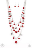 Paparazzi "The Partygoer" FASHION FIX Red Necklace & Earring Set Paparazzi Jewelry