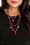 Paparazzi "The Partygoer" FASHION FIX Red Necklace & Earring Set Paparazzi Jewelry