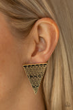 Paparazzi VINTAGE VAULT "Terra Tricolor" Brass Post Earrings Paparazzi Jewelry