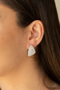 Paparazzi "Supreme Sheen" White Post Earrings Paparazzi Jewelry