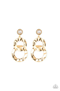 Paparazzi "On Scene" Gold Hammered Rings White Pearl Post Earrings Paparazzi Jewelry