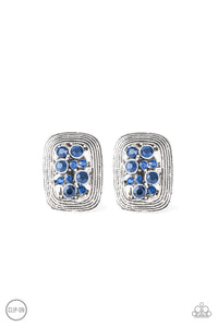 Paparazzi VINTAGE VAULT "Darling Dazzle" Blue Clip On Earrings Paparazzi Jewelry