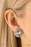 Paparazzi "Diamond Duchess" White Clip On Earrings Paparazzi Jewelry