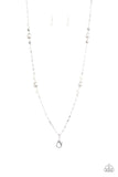 Paparazzi "Wall Street Waltz" White Lanyard Necklace & Earring Set Paparazzi Jewelry