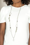 Paparazzi VINTAGE VAULT "Unapologetic Flirt" Green Lanyard Necklace & Earring Set Paparazzi Jewelry