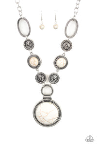 Paparazzi “Sedona Drama” White Necklace & Earring Set Paparazzi Jewelry