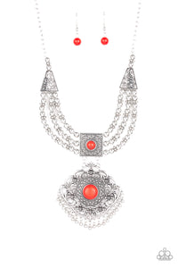 Paparazzi "Santa Fe Solstice" Red Necklace & Earring Set Paparazzi Jewelry