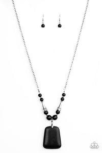 Paparazzi "Sandstone Oasis" Black Necklace & Earring Set Paparazzi Jewelry
