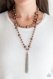 Paparazzi "Social Hour" Brown Necklace & Earring Set Paparazzi Jewelry