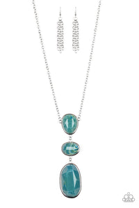 Paparazzi "Making an Impact" Multi Blue Marble Finish Acrylic Silver Necklace & Earring Set Paparazzi Jewelry