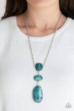 Paparazzi "Making an Impact" Multi Blue Marble Finish Acrylic Silver Necklace & Earring Set Paparazzi Jewelry