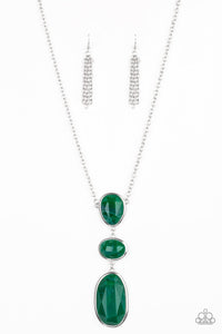 Paparazzi "Making an Impact" Green Marble Finish Acrylic Silver Necklace & Earring Set Paparazzi Jewelry