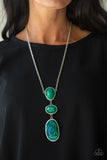 Paparazzi "Making an Impact" Green Marble Finish Acrylic Silver Necklace & Earring Set Paparazzi Jewelry