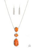 Paparazzi "Making an Impact" Orange Marble Finish Acrylic Silver Necklace & Earring Set Paparazzi Jewelry