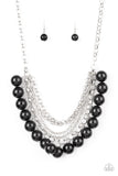 Paparazzi VINTAGE VAULT "One-Way WALL STREET" Black Necklace & Earring Set Paparazzi Jewelry