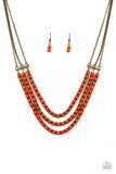 Paparazzi VINTAGE VAULT "Terra Trails" Orange Necklace & Earring Set Paparazzi Jewelry