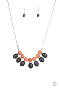 Paparazzi "Environmental Impact" Black and Brown Stone Bead Silver Necklace & Earring Set Paparazzi Jewelry