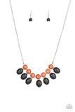 Paparazzi "Environmental Impact" Black and Brown Stone Bead Silver Necklace & Earring Set Paparazzi Jewelry