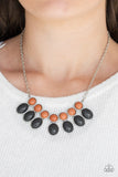 Paparazzi "Environmental Impact" Black and Brown Stone Bead Silver Necklace & Earring Set Paparazzi Jewelry