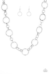Paparazzi VINTAGE VAULT "Classic Combo" Silver Necklace & Earring Set Paparazzi Jewelry
