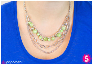 Paparazzi "Hopelessly Devoted To You" Green Necklace & Earring Set Paparazzi Jewelry